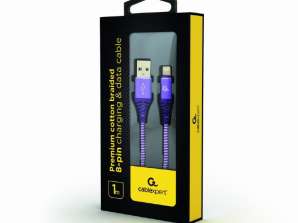CableXpert 8-pinový nabíjací kábel 1m fialový/biely CC-USB2B-AMLM-1M-PW