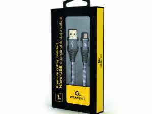 CableXpert Micro-USB polnilni kabel 1m spacegrey/bel CC-USB2B-AMmBM-1M-W