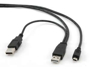 Kábel adaptéra CableXpert s dvoma portami USB A na mini-USB 0,9 m CCP-USB22-AM5P-3