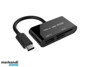 Gembird Compact USB Type-C SDXC Combo-Card Reader, czarny UHB-CR3-02