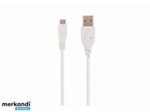 KabelXpert Micro-USB-kabel 1,8 m hvit CCP-mUSB2-AMBM-6-W