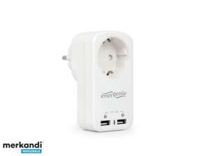 EnerGenie adapter plug with integrated USB charger white EG-ACU2-01-W
