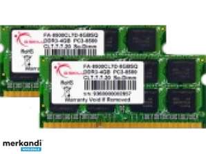 G.Skill FA-8500CL7D-8GBSQ - 8 GB - 2 x 4 GB - DDR3 - 1066 MHz - 204-kontaktiline SO-DIMM FA-8500CL7D-