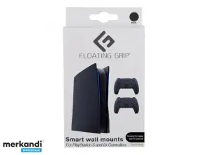 Floating Grip Playstation 5 Wall Mounts by Floating Grip   Black Bundle   368018   PlayStation 5