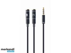 CableXpert 3,5 mm lyd + mikrofonadapterkabel, 0,2 m, metalstik - CCA-417M