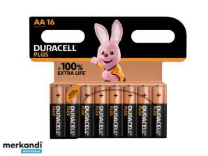 Duracell Alkaline Plus Ekstra levetid MN1500/LR06 Mignon AA batteri (16-pak)