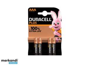 Duracell Alkaline Plus Extra Life MN2400/LR03 Micro AAA -paristo (4-pakkaus)