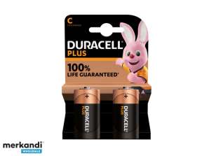 Duracell alkalisk pluss ekstra levetid MN1400/LR14 baby C-batteri (2-pakning)