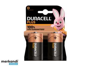 Duracell alkalisk pluss ekstra levetid MN1300/LR20 mono D batteri (2-pakning)