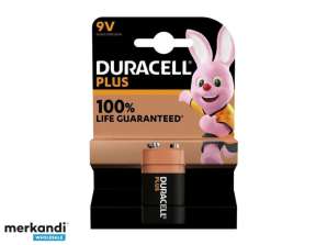 Batteri Duracell alkalisk pluss ekstra levetid MN1604/6LR61 E-blokk 9V (1-pakning)