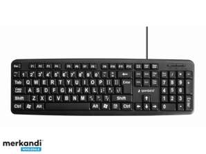 Gembird Standard Keyboard with BIG Letters, US Layout, Black - KB-US-103