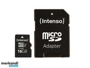 Intenso MicroSD 16GB + Adapteris CL10, U1 (Lizdinė plokštelė)