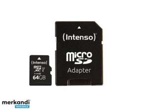 Intenso MicroSD 64 ГБ + адаптер CL10, U1 (блистер)
