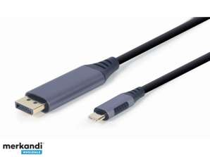 CableXpert USB Type-C DisplayPort-adapter, grå, 1,8 m - CC-USB3C-DPF-01-6