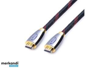 Кабель Reekin HDMI - 1,0 метра - FULL HD металлический серый / золотой (Hi-Speed w. Eth.)