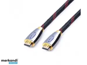 Кабель Reekin HDMI - 2,0 метра - FULL HD металлический серый / золотой (Hi-Speed w. Eth.)