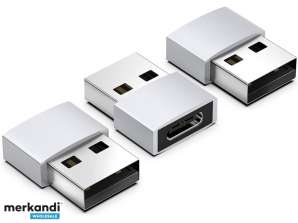 Reekin USB 2.0 -sovitin - USB-A - USB-C-naaras (hopea)