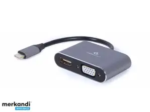 Adaptér CableXpert USB type-C na HDMI + VGA displej - A-USB3C-HDMIVGA-01
