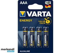 Piles alcalines Varta, Micro, AAA, LR03, 1,5 V - Énergie, Blister (paquet de 4)