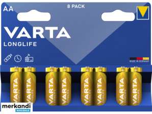 Varta batteri alkalisk, Mignon, AA, LR06, 1,5 V lang levetid, blister (8-pakning)