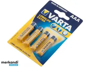 Varta Batteri Alkalisk, Micro, AAA, LR03, 1.5V - Longlife (4-Pack)