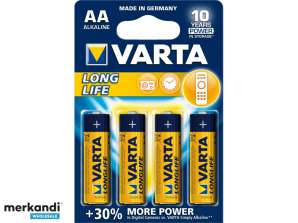Varta Batterij Alkaline, Mignon, AA, LR06, 1.5V - Longlife (4-Pack)