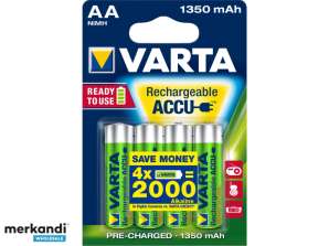 Varta Batteri Mignon, AA, HR06, 1.2V / 1350mAh - Accu Power (4-Pack)