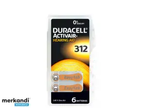 Duracell Batterie Zinc Air, 312, 1,45 V lizdinė plokštelė (6 pakuotės)