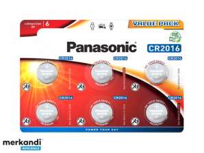 Panasonic-akun litium CR2016, 3V litiumteho, läpipainopakkaus (6-pakkaus)