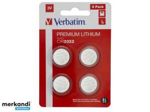 Verbatim Batterie Lithium  Knopfzelle  CR2032  3V   Blister  4 Pack