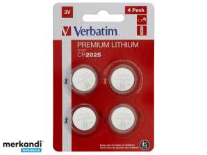 Verbatim Batterij Lithium, Knopfzelle, CR2025, 3V - Blisterverpakking (4-pack)
