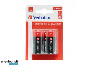 Verbatim Batterij Alkaline, Baby, C, LR14, 1.5V - Premium, Blisterverpakking (2-pack)