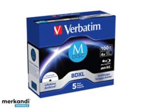 Verbatim M-DISC BD-R XL 100GB/1-4x jalokivikotelo (5 levyä) - arkisto media
