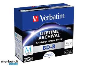 Verbatim M-DISC BD-R 25GB/1-4x jalokivikotelo (5 levyä) - Arkisto media