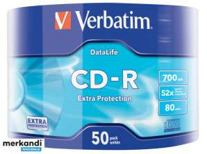 Verbatim CD-R 80Min/700MB/52x Eco-Pack (50 levy) Lisäsuojapinta