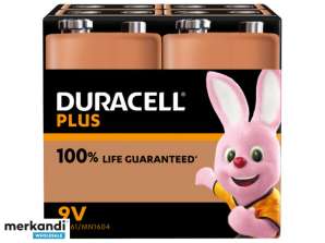 Duracell-batteri alkalisk, E-blokk, 6LR61, 9V - Pluss, blister (4-pakning)