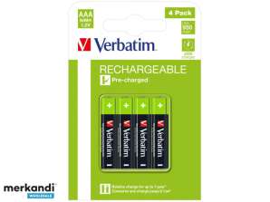 Verbatim-akku NiMH, mikro, AAA, HR03, 1.2V / 1000mAh läpipainopakkaus (4-Pack)