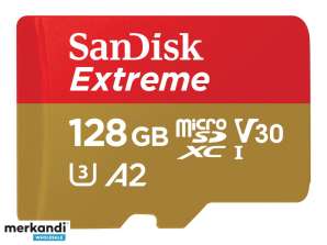 Adaptateur SanDisk Extreme MicroSDXC 128 Go CL10 UHS-I U3 SDSQXAA-128G-GN6AA