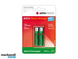 AGFAPHOTO Batteri NiMH, Micro, AAA, HR03, 1.2V / 950mAh, Detail Blister (2-Pack)