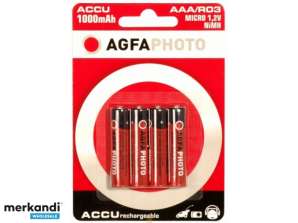 AGFAPHOTO Akku NiMH, Micro, AAA, HR03, 1,2 V/900 mAh - Blister (lot de 4)