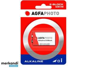 AGFAPHOTO Alkaline, E-Block, 6LR61, 9V, Blisteris (1 iepakojums)