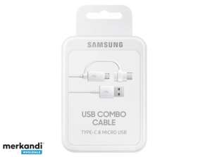 „Samsung“ kombinuotasis C tipo USB laidas + mikro USB – baltas BULK – EP-DG930DWEGWW