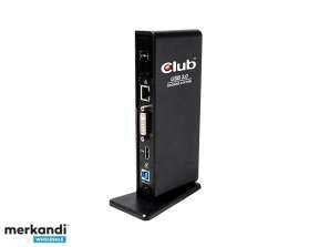 Club 3D USB 3.0 Estação de ancoragem de duplo ecrã Preto Piano Lacquer CSV-3242HD