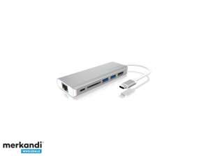 ICY BOX Σταθμός σύνδεσης USB 3.2 Τύπου C USB Τύπου-A Ασημί Λευκό IB-DK4034-CPD