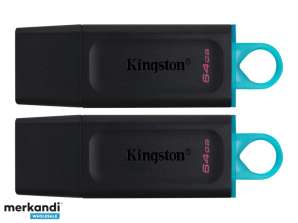 Kingston DataTraveler Exodia USB Flash 2 Pack 64GB Black Teal DTX/64GB-2