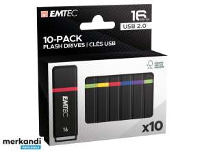 USB FlashDrive 16GB EMTEC K100 (miniboks 10-pakke)