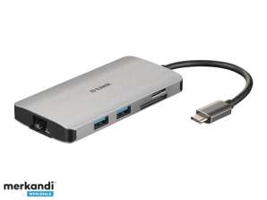 D-Link 8 in 1 USB-C-keskitin HDMI/Ethernet/kortinlukija/USB-C DUB-M810