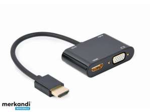 КабельXpert HDMI на HDMI женский + аудио адаптер кабель, A-HDMIM-HDMIFVGAF-01