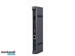Комбінований адаптер CableXpert USB Type-C (Hub + HDMI + PD + LAN) - A-CM-COMBO9-02