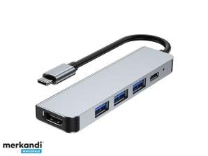 CableXpert C tipa USB multiportu adapteris (centrmezgls + HDMI + PD) - A-CM-COMBO5-03